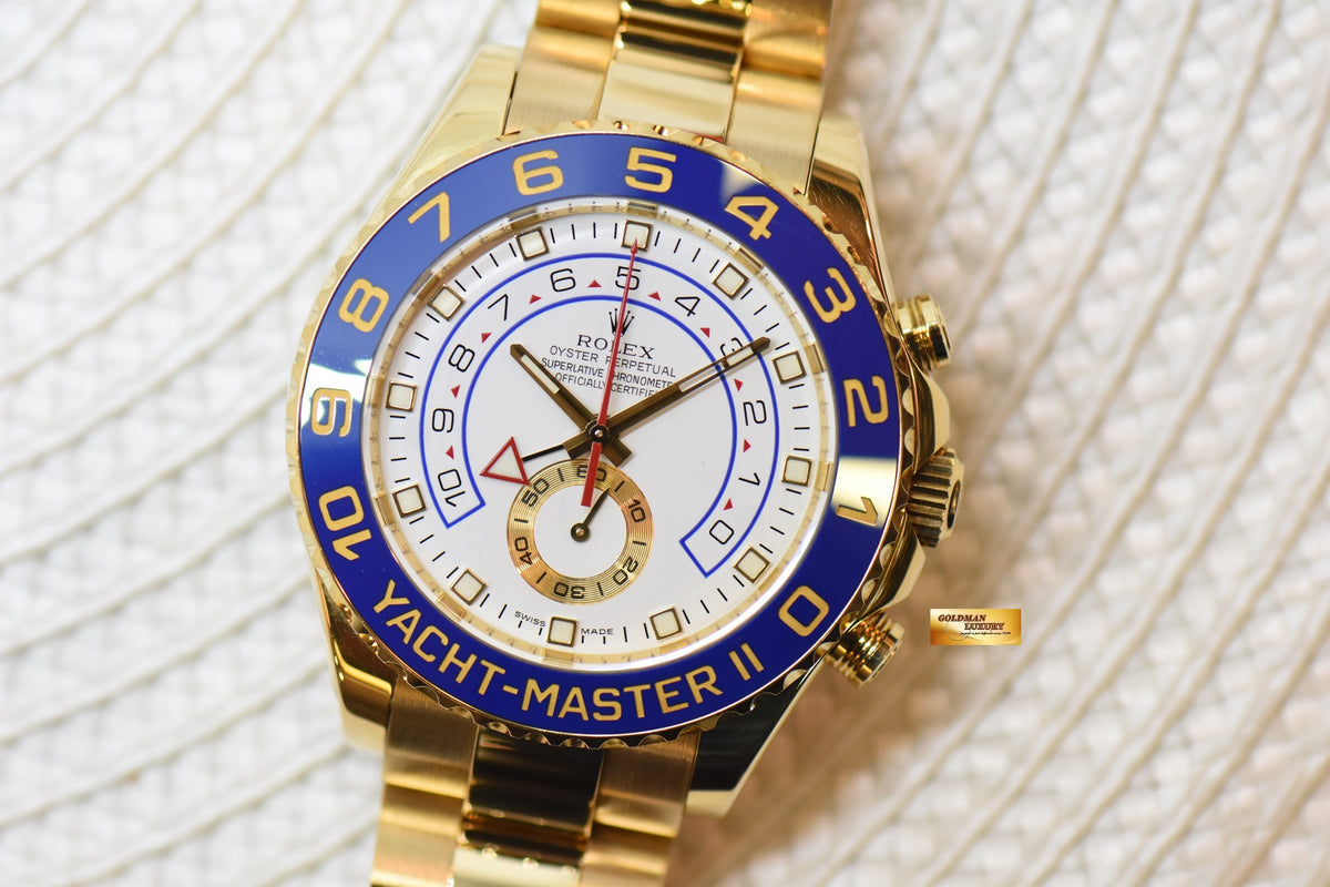 [SOLD] ROLEX OYSTER PERPETUAL YACHT-MASTER II 44mm REGATTA CHRONOGRAPH 18K YELLOW GOLD IN BRACELET 116688 (MINT)