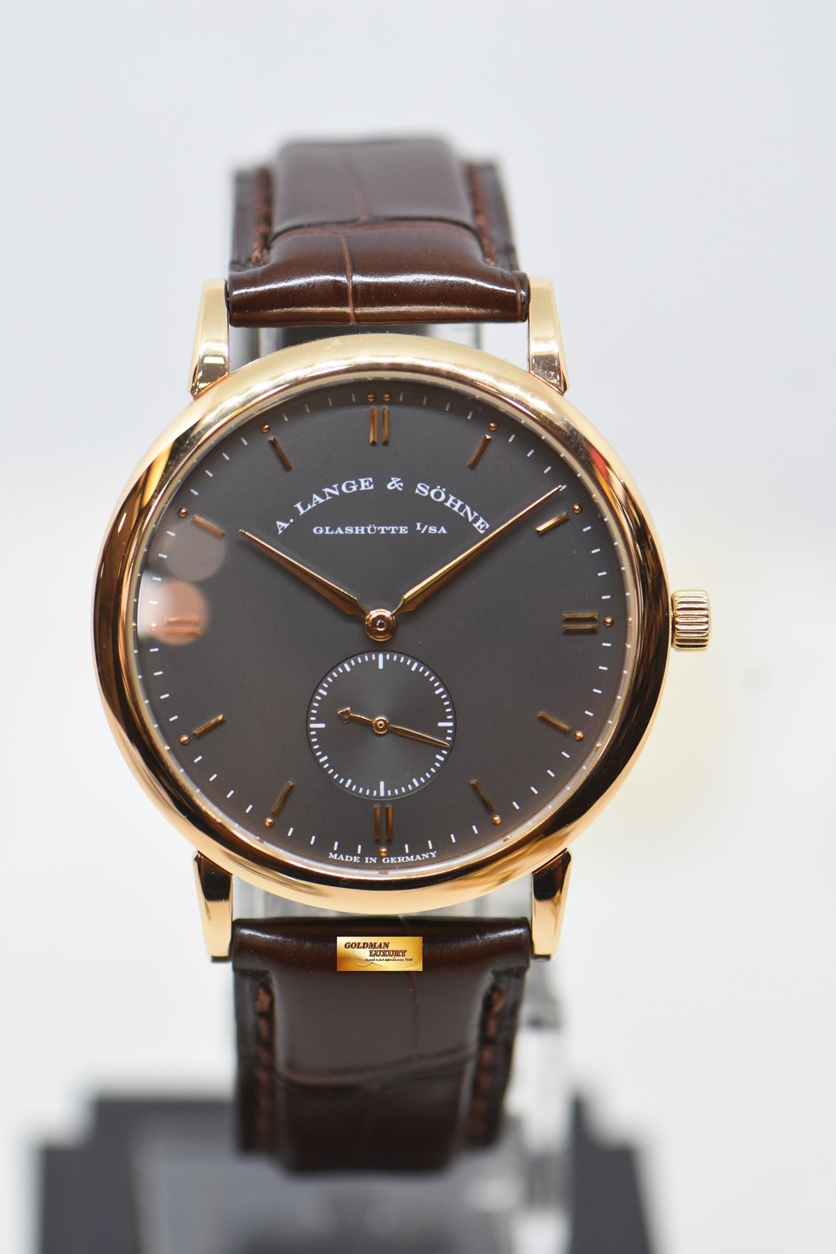 [SOLD] A.LANGE & SOHNE SAXONIA SUB-SECOND 37mm ROSE GOLD IN LEATHER MANUAL WINDING 215.033 (MINT)