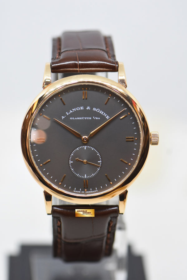 A.LANGE & SOHNE SAXONIA SUB-SECOND 37mm ROSE GOLD IN LEATHER MANUAL WINDING 215.033 (MINT)