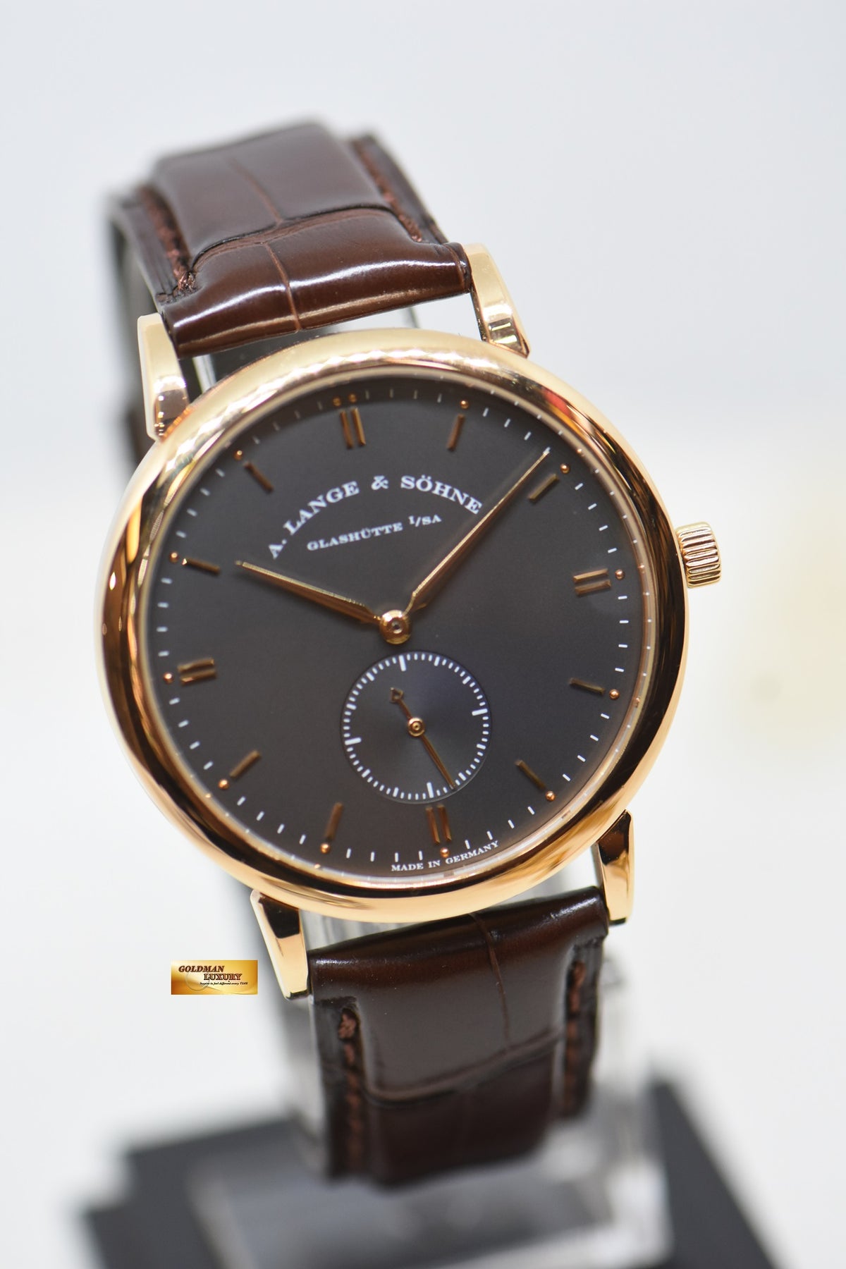 [SOLD] A.LANGE & SOHNE SAXONIA SUB-SECOND 37mm ROSE GOLD IN LEATHER MANUAL WINDING 215.033 (MINT)