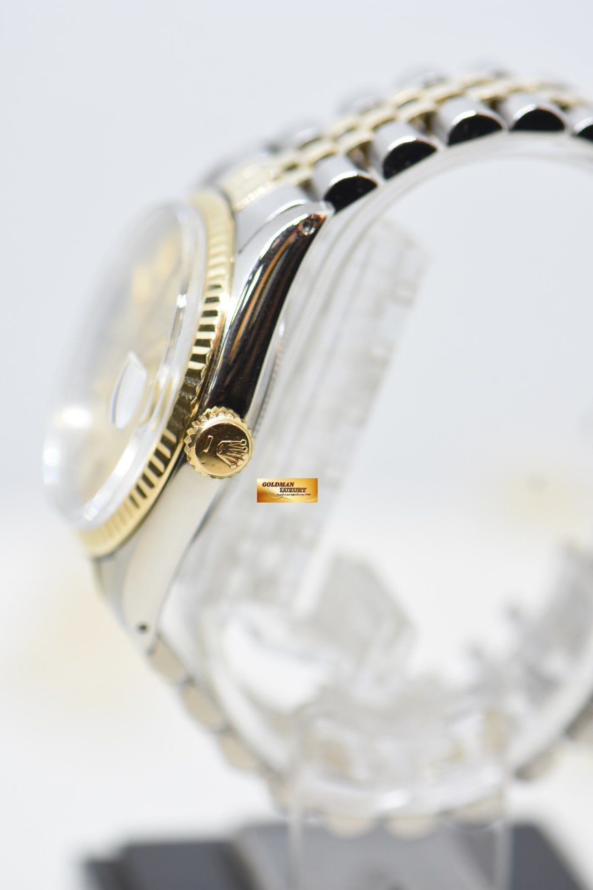 [SOLD] ROLEX OYSTER DATEJUST 36mm HALF-GOLD IN JUBILEE BRACELET TAPESTRY GOLD DIAL 16013 (QUICKSET-DATE) (VINTAGE)