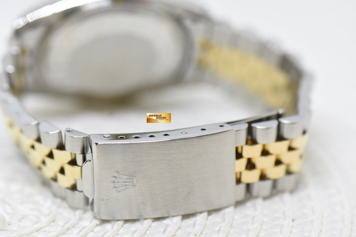 [SOLD] ROLEX OYSTER DATEJUST 36mm HALF-GOLD IN JUBILEE BRACELET TAPESTRY GOLD DIAL 16013 (QUICKSET-DATE) (VINTAGE)