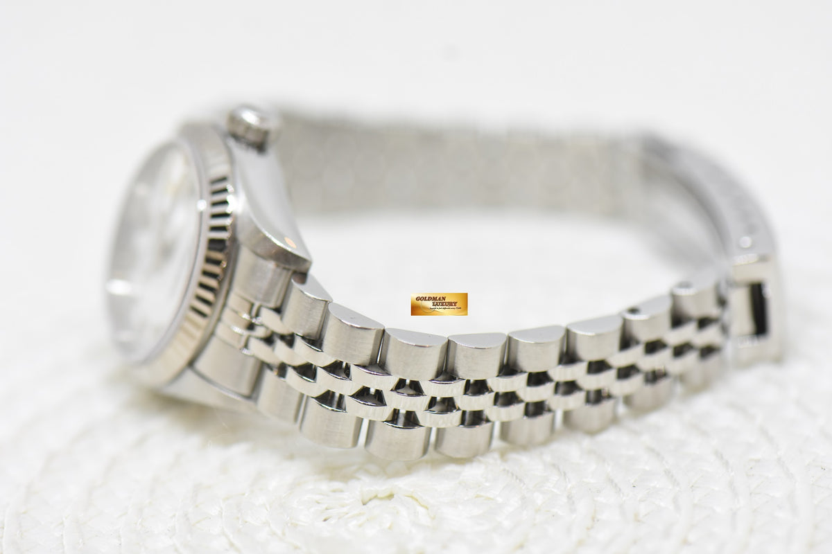 [SOLD] ROLEX OYSTER DATEJUST 26mm STEEL IN JUBILEE BRACELET WHITE ROMAN DIAL 69174 (MINT)