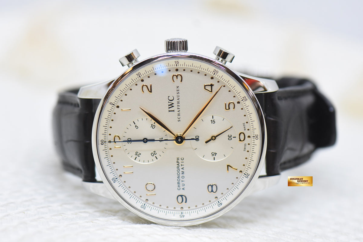 [SOLD] IWC PORTUGUESE CHRONOGRAPH 41mm SILVERED-WHITE DIAL AUTOMATIC IW3714-45 (MINT)