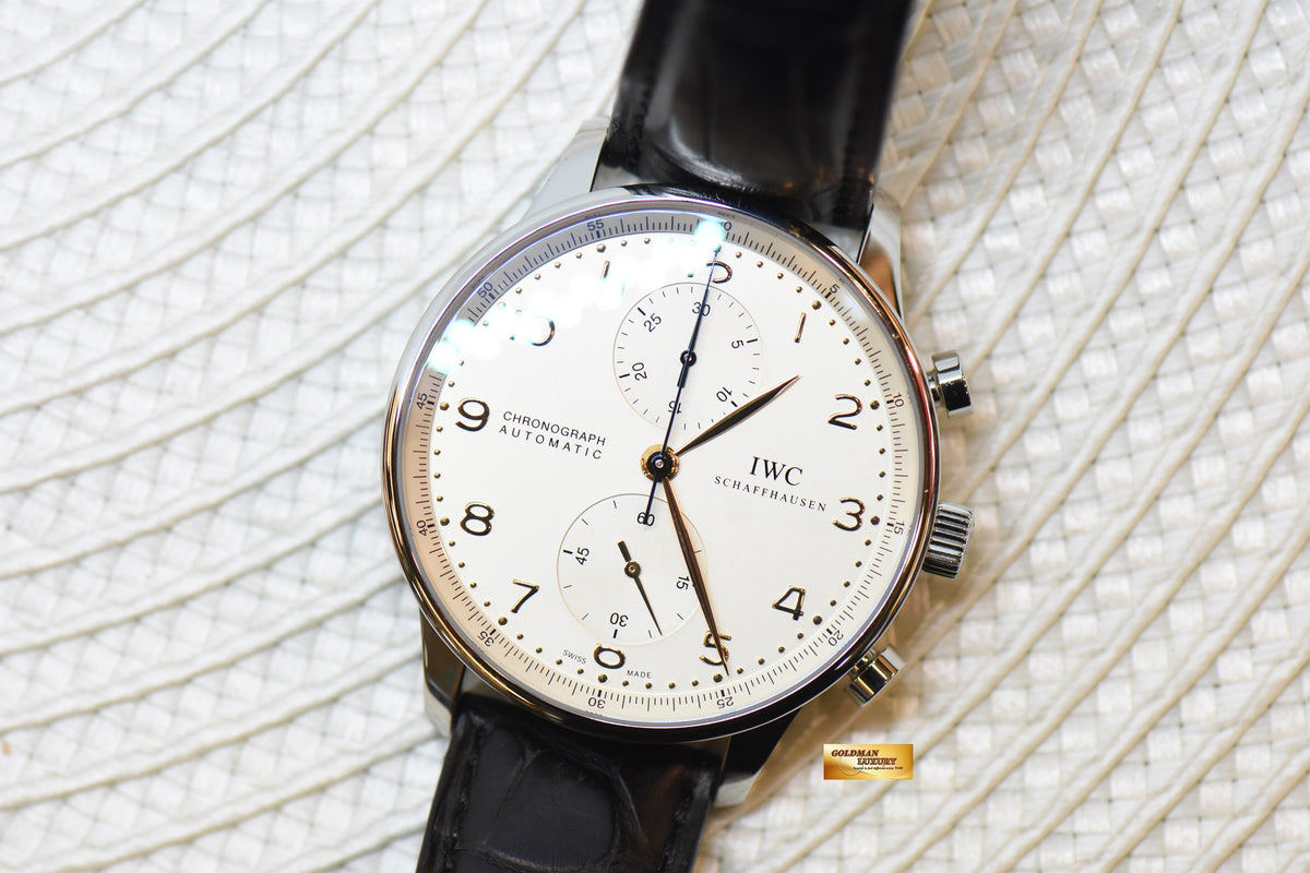 [SOLD] IWC PORTUGUESE CHRONOGRAPH 41mm SILVERED-WHITE DIAL AUTOMATIC IW3714-45 (MINT)