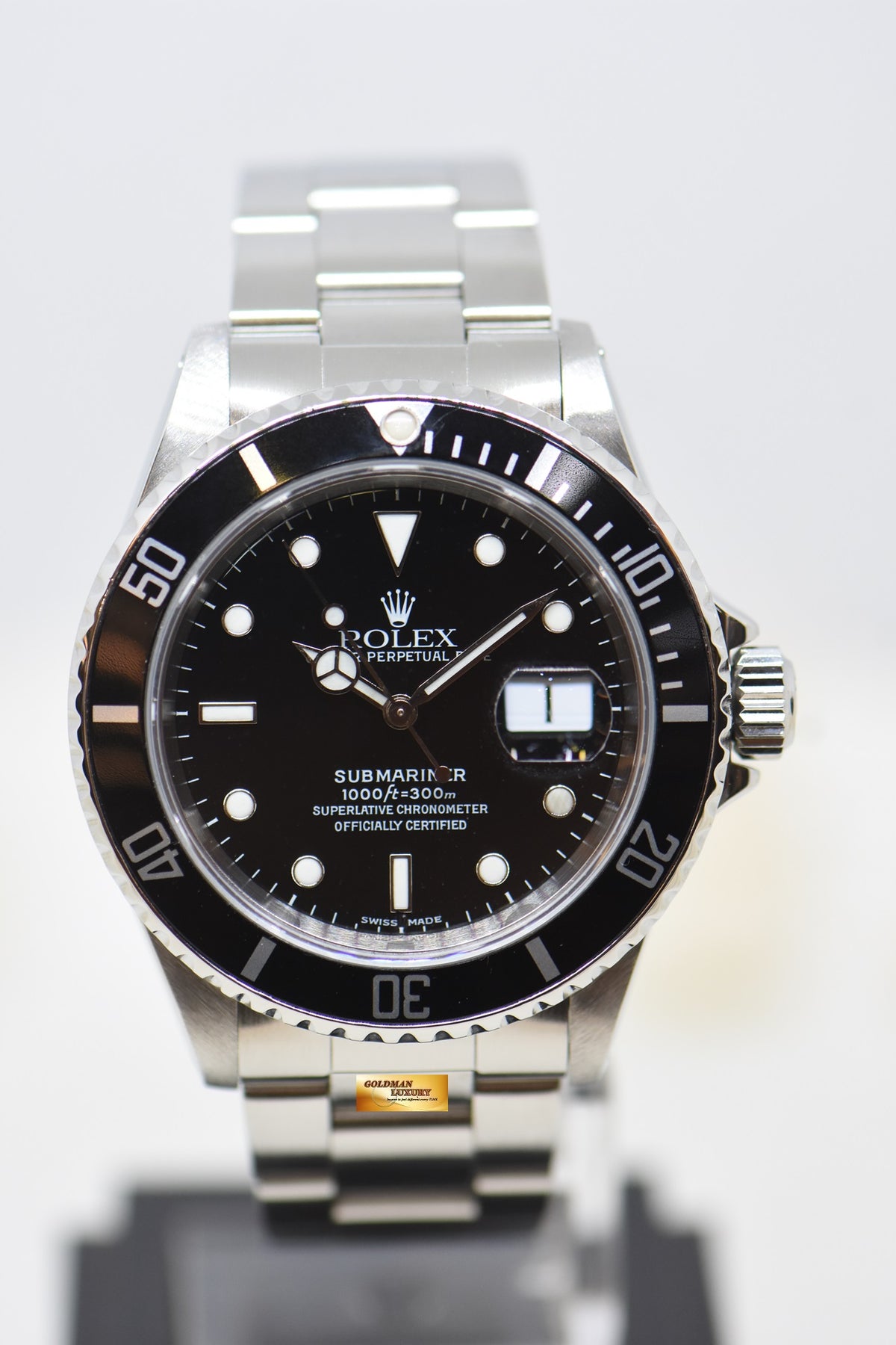 [SOLD] ROLEX OYSTER SUBMARINER DATE 40mm STEEL BRACELET “SWISS MADE” DIAL 16610 (PINHOLE- NON-SOLID ENDLINKS) (MINT)