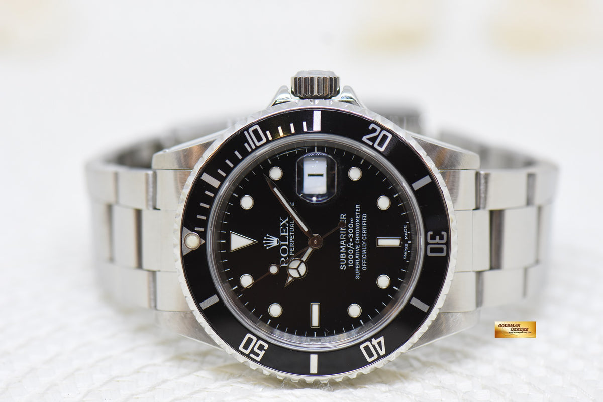 [SOLD] ROLEX OYSTER SUBMARINER DATE 40mm STEEL BRACELET “SWISS MADE” DIAL 16610 (PINHOLE- NON-SOLID ENDLINKS) (MINT)