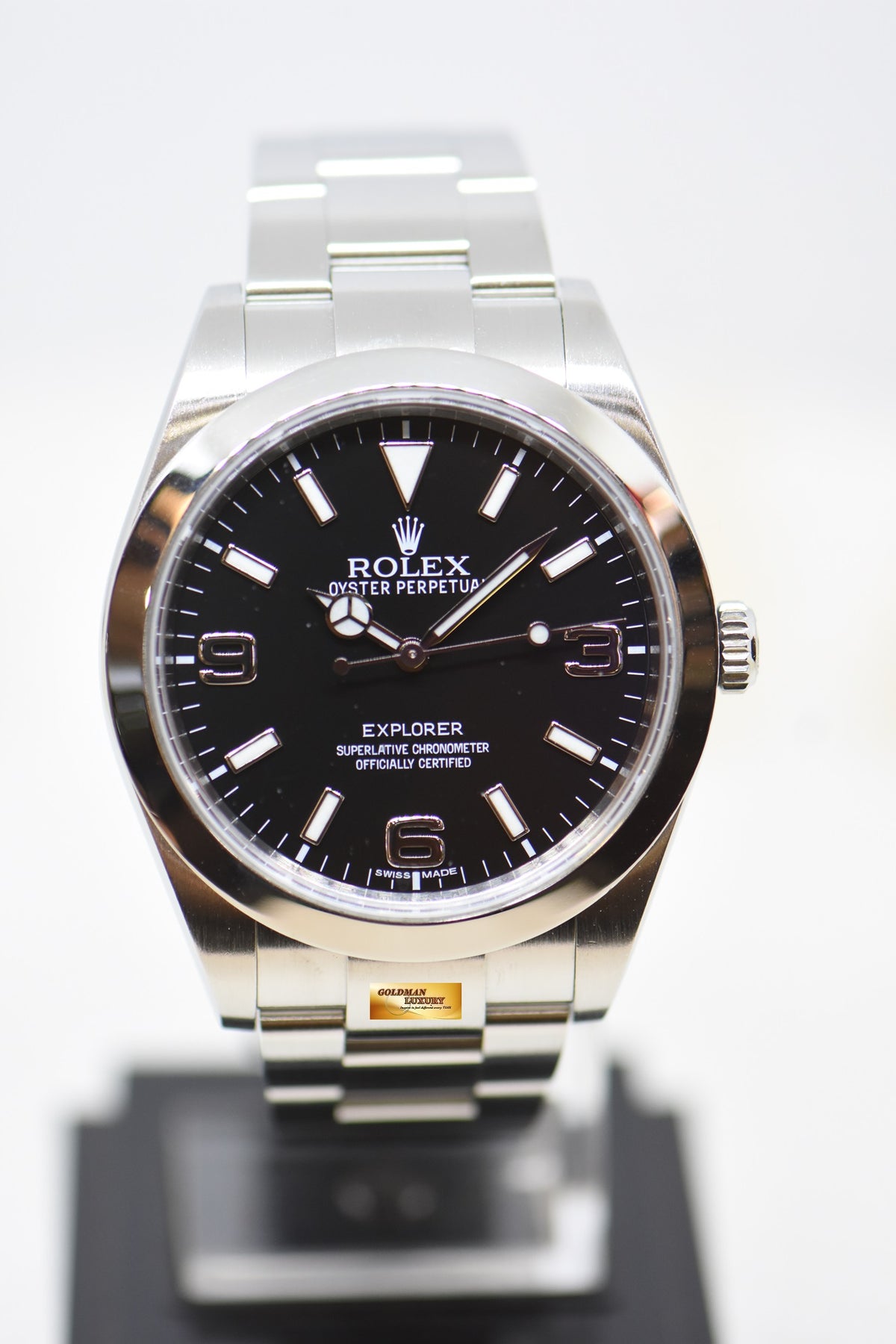 [SOLD] ROLEX OYSTER EXPLORER 1 39mm MARK I DIAL STEEL IN BRACELET BLACK 214270 (MINT)