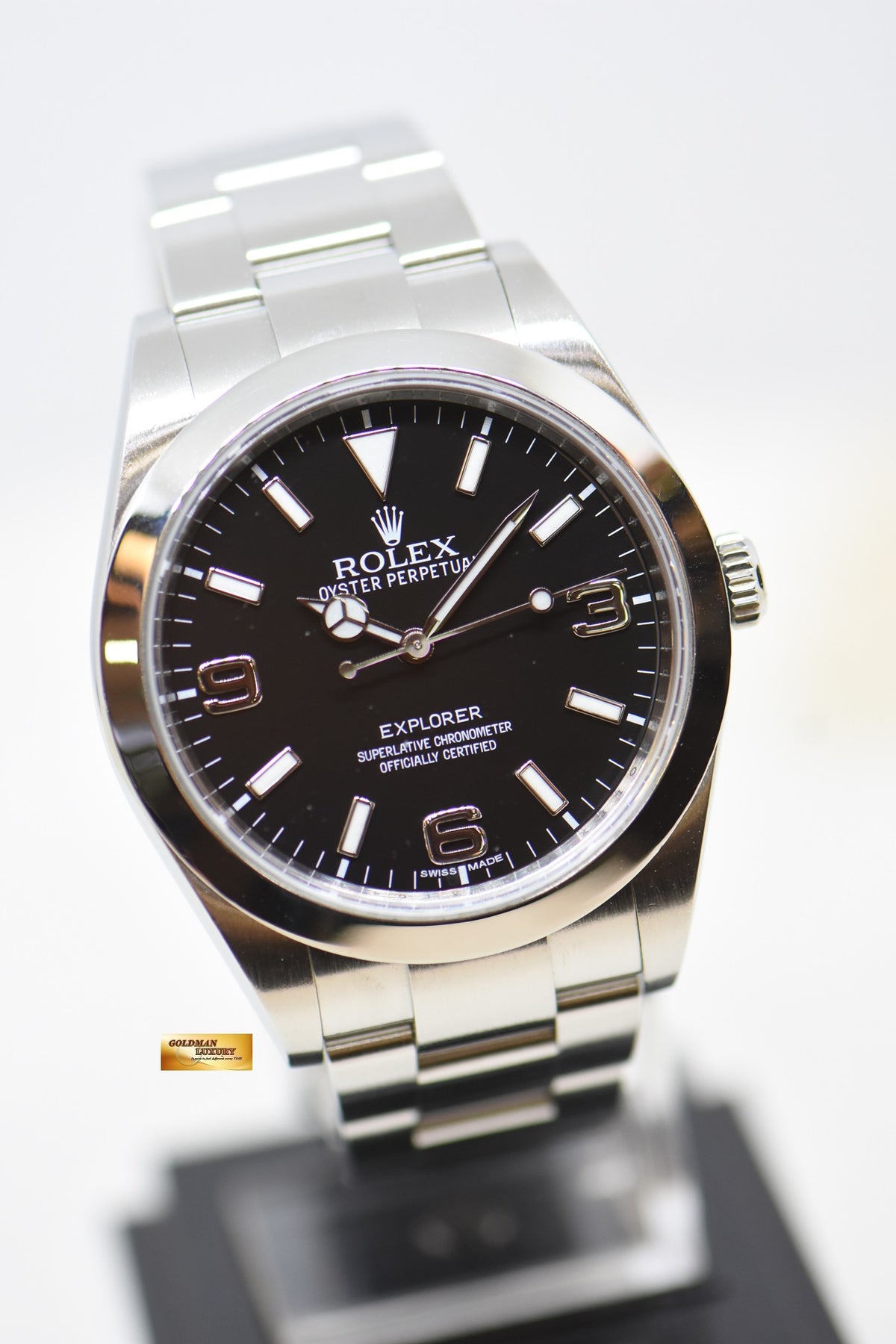 [SOLD] ROLEX OYSTER EXPLORER 1 39mm MARK I DIAL STEEL IN BRACELET BLACK 214270 (MINT)