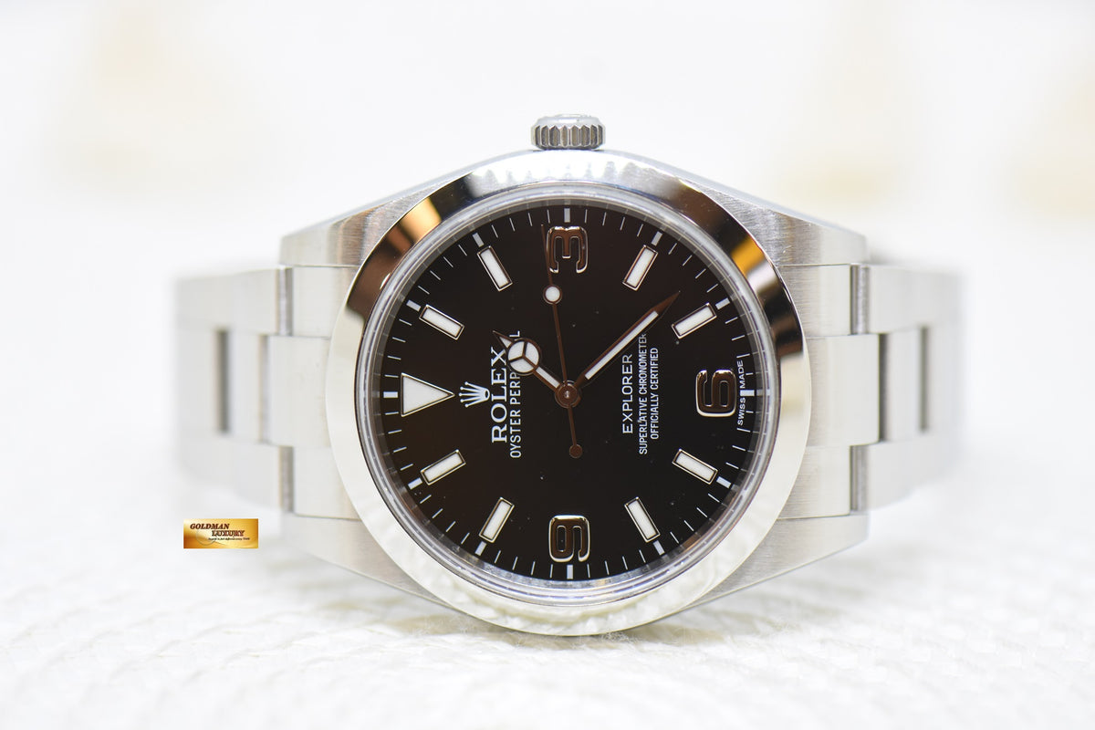 [SOLD] ROLEX OYSTER EXPLORER 1 39mm MARK I DIAL STEEL IN BRACELET BLACK 214270 (MINT)