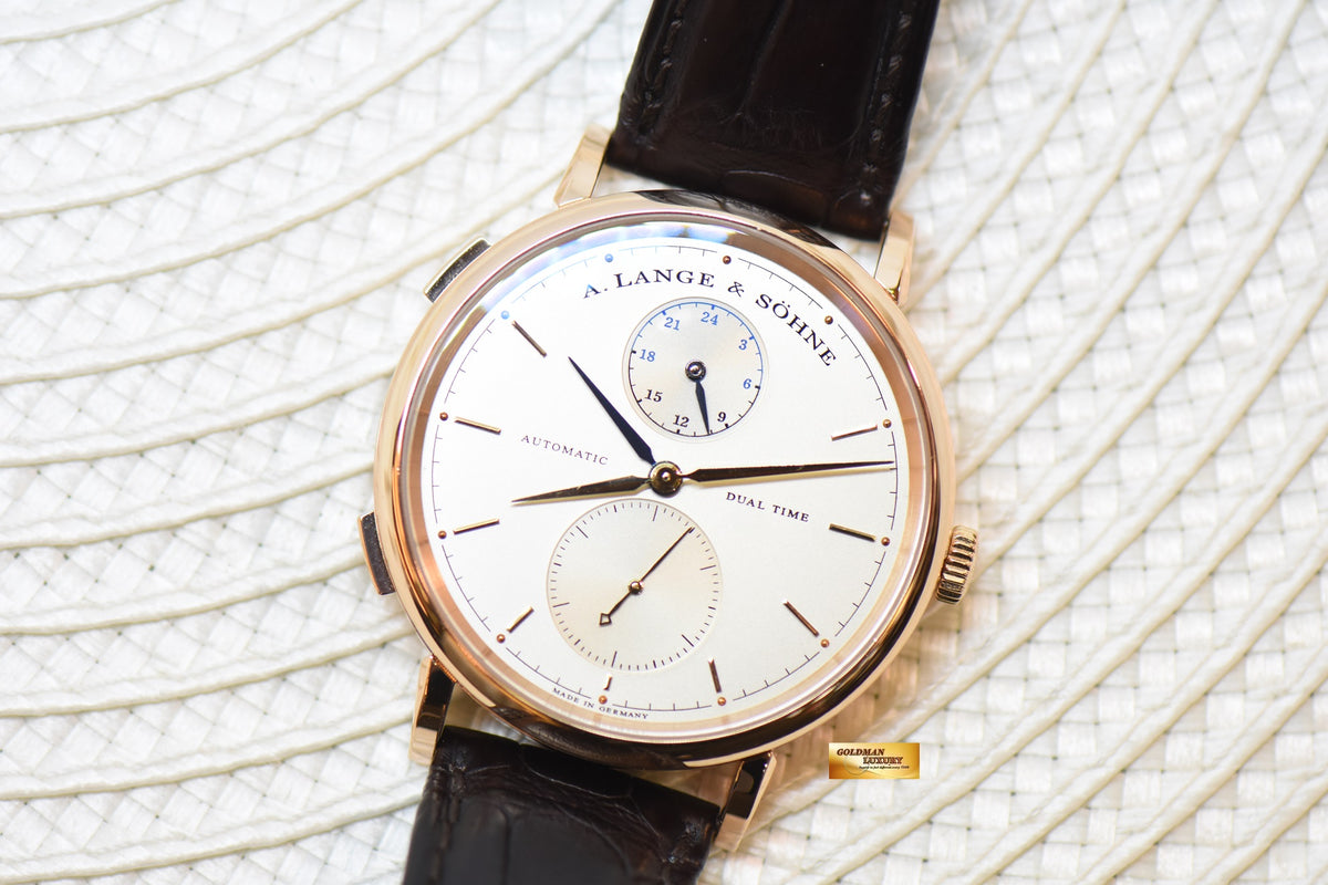 [SOLD] A.LANGE & SOHNE SAXONIA DUAL TIME 39.8mm ROSE GOLD IN STRAP AUTOMATIC 385.032 (MINT)