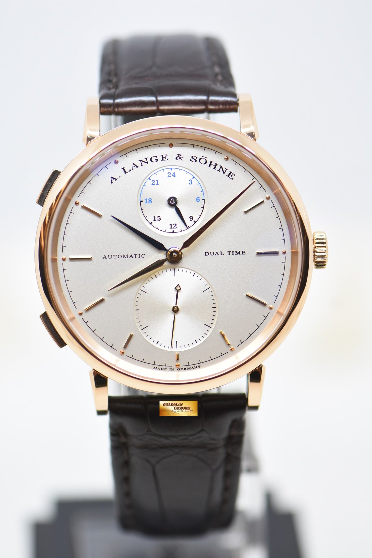 [SOLD] A.LANGE & SOHNE SAXONIA DUAL TIME 39.8mm ROSE GOLD IN STRAP AUTOMATIC 385.032 (MINT)