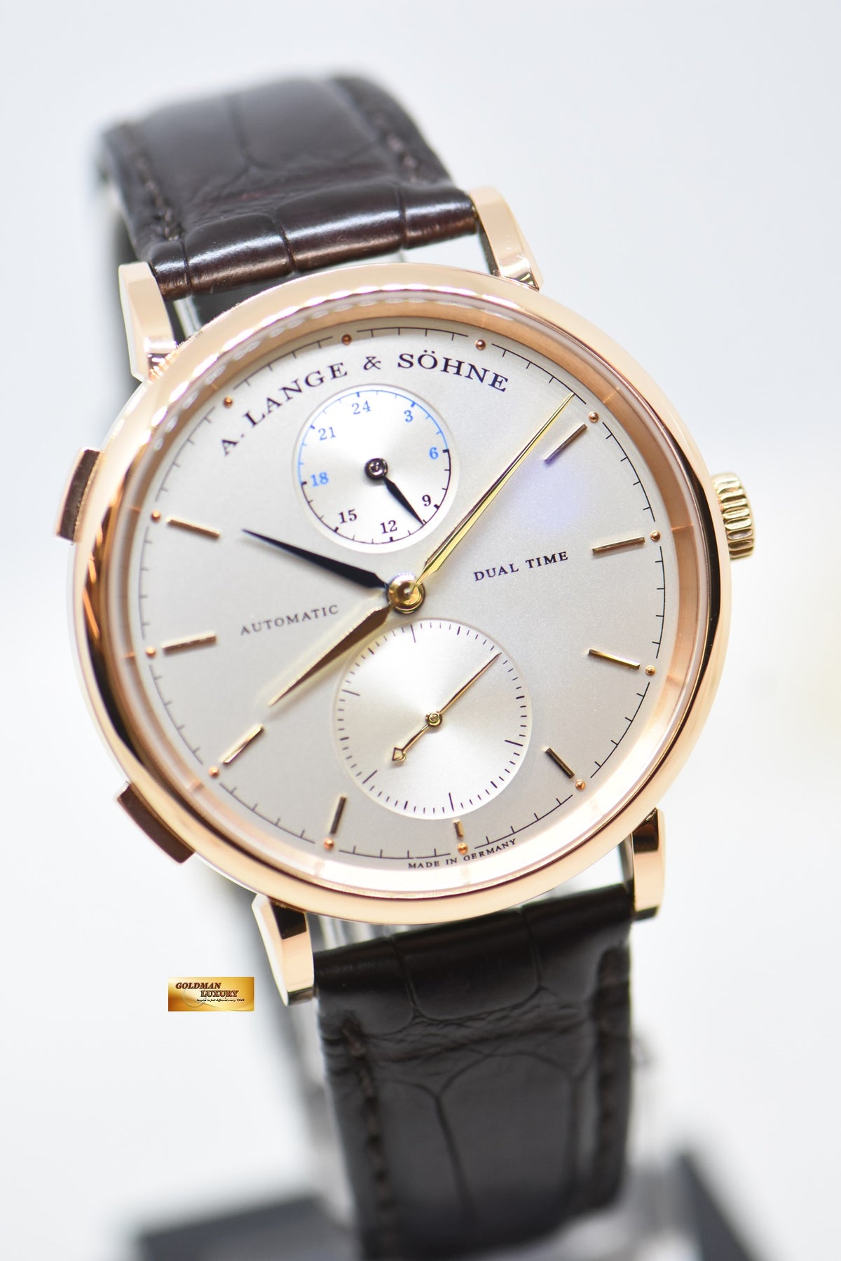 [SOLD] A.LANGE & SOHNE SAXONIA DUAL TIME 39.8mm ROSE GOLD IN STRAP AUTOMATIC 385.032 (MINT)