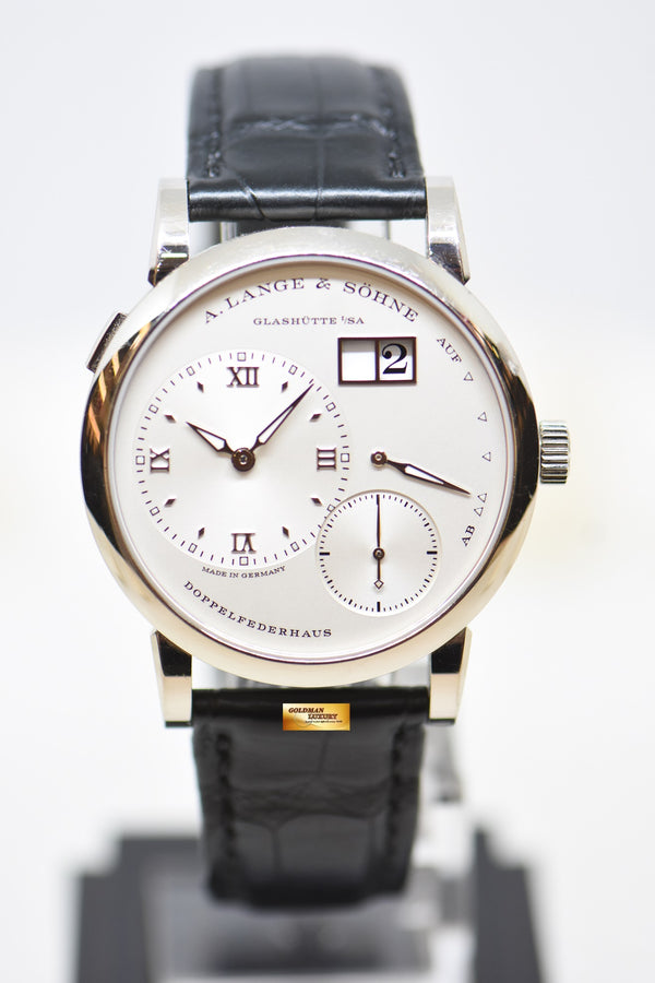 [SOLD] A.LANGE & SOHNE LANGE 1 38.5mm BIG DATE POWER RESERVE WHITE GOLD IN LEATHER STRAP MANUAL 191.039 (MINT)