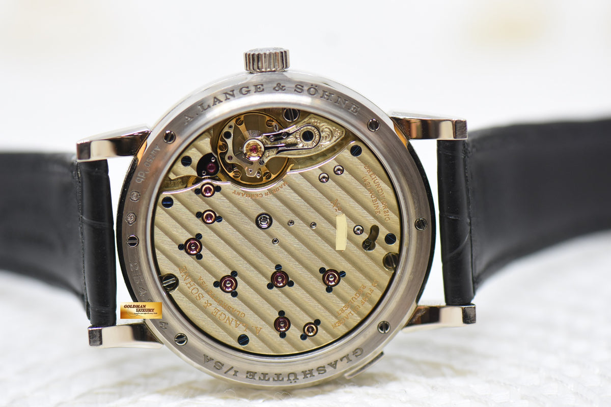 [SOLD] A.LANGE & SOHNE LANGE 1 38.5mm BIG DATE POWER RESERVE WHITE GOLD IN LEATHER STRAP MANUAL 191.039 (MINT)