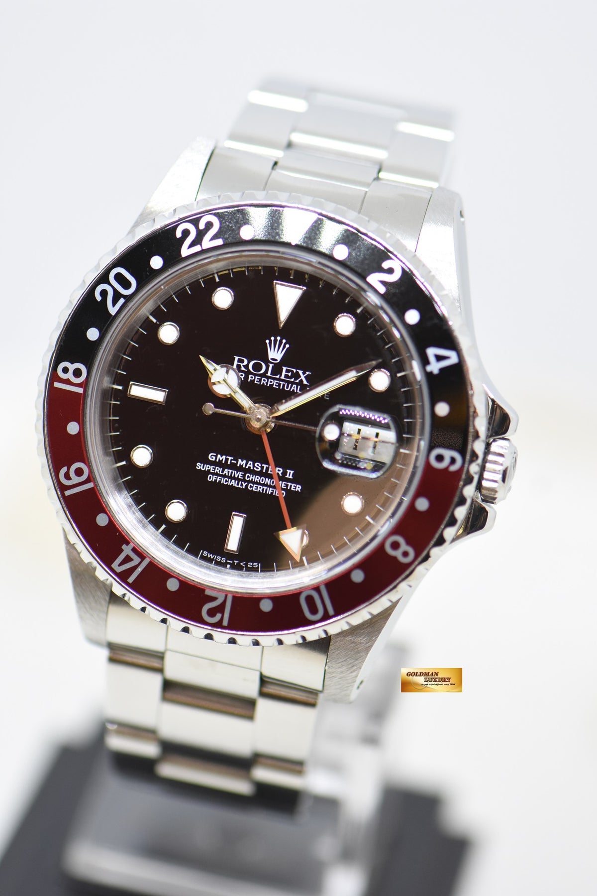 [SOLD] ROLEX OYSTER GMT-MASTER II 40mm STEEL IN OYSTER BRACELET COKE BEZEL BLACK 16710 (MINT)