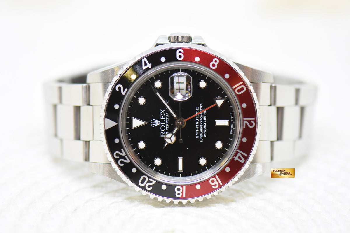 [SOLD] ROLEX OYSTER GMT-MASTER II 40mm STEEL IN OYSTER BRACELET COKE BEZEL BLACK 16710 (MINT)