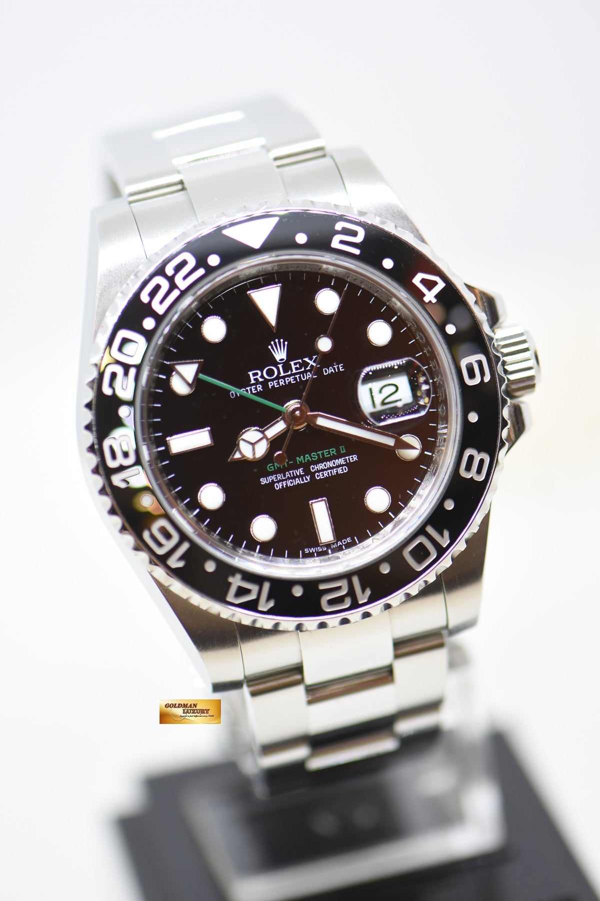 [SOLD] ROLEX OYSTER GMT-MASTER II 40mm STEEL IN BRACELET CERAMIC BEZEL BLACK DIAL 116710LN (MINT)
