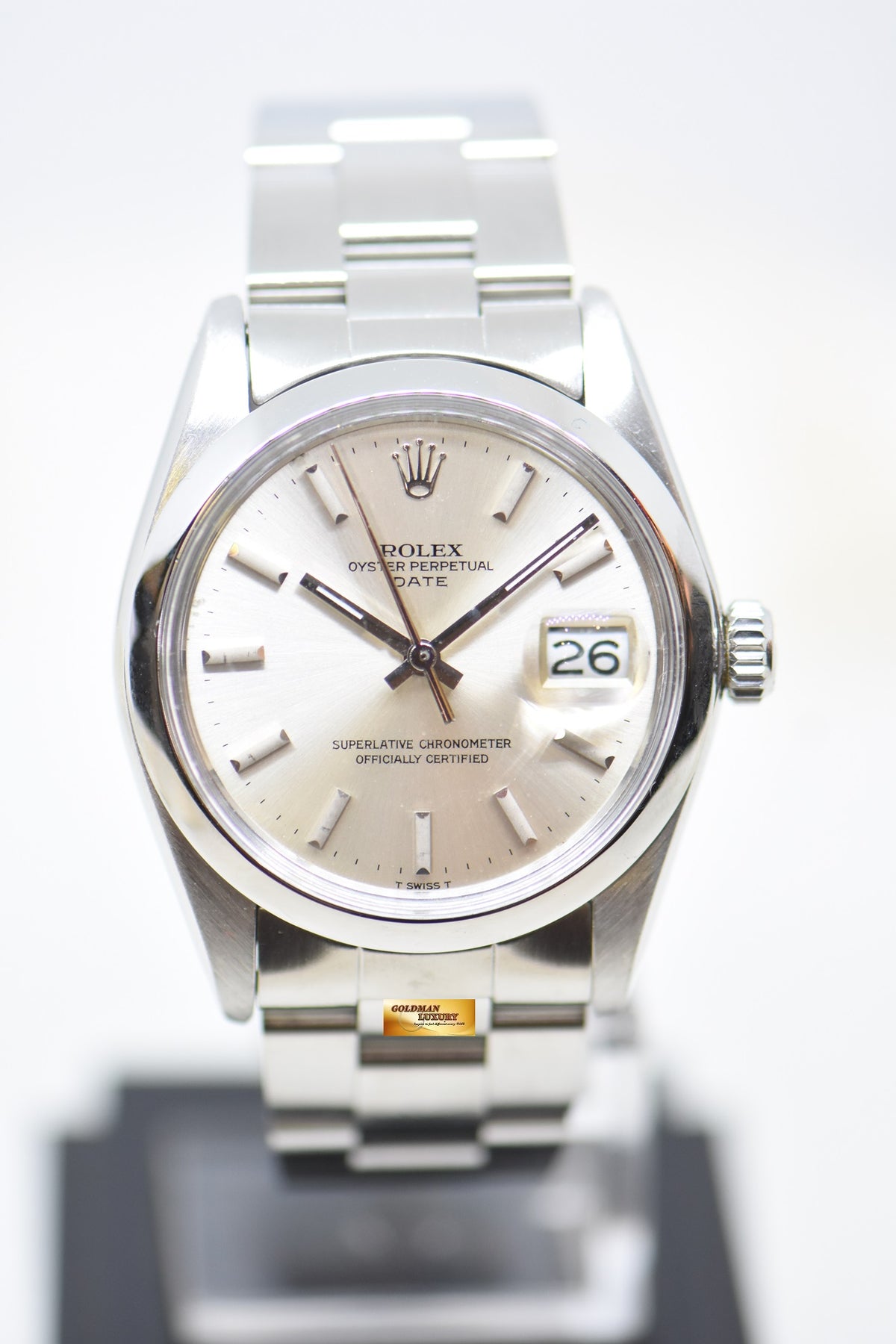 [SOLD] ROLEX OYSTER PERPETUAL DATE 34mm STEEL IN BRACELET SILVER DIAL 1500 (VINTAGE)