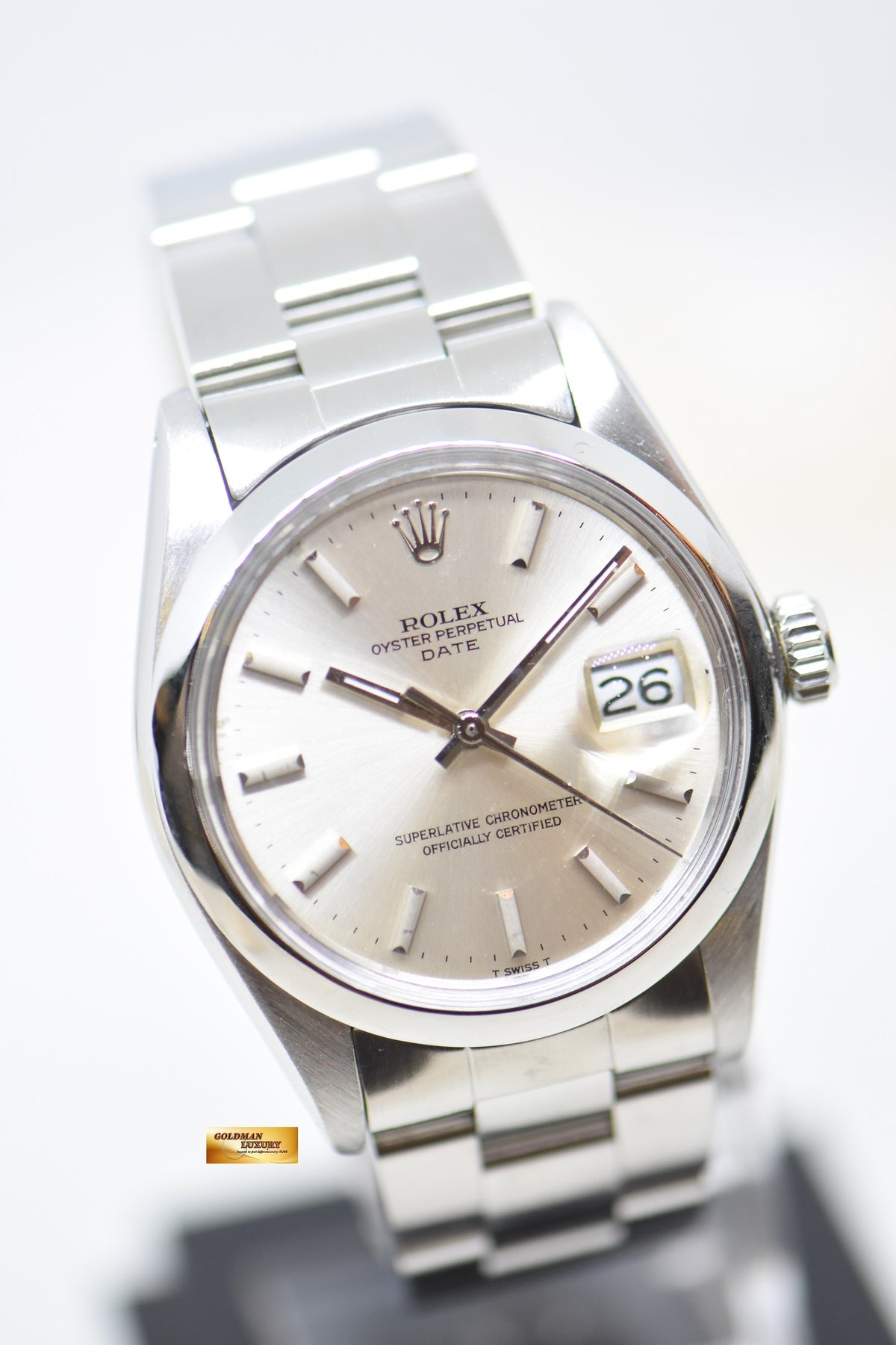 [SOLD] ROLEX OYSTER PERPETUAL DATE 34mm STEEL IN BRACELET SILVER DIAL 1500 (VINTAGE)