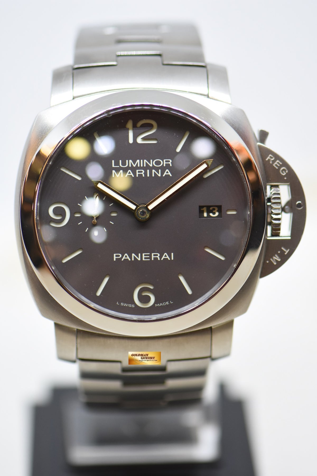 [SOLD] PANERAI LUMINOR MARINA 1950 TITANIUM CASE  44mm TOBACCO BROWN DIAL P.9000 AUTOMATIC PAM 351 (MINT)