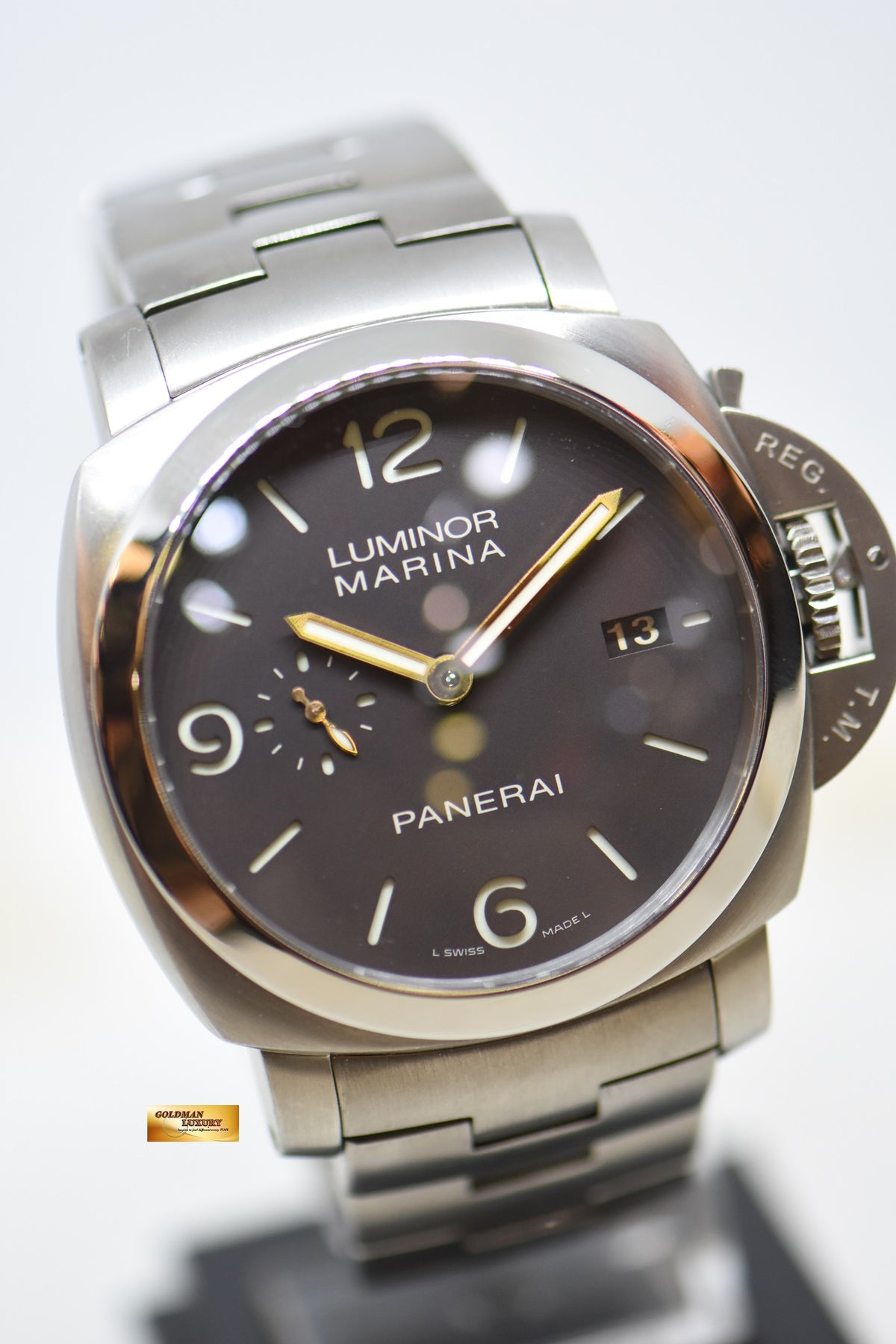 [SOLD] PANERAI LUMINOR MARINA 1950 TITANIUM CASE  44mm TOBACCO BROWN DIAL P.9000 AUTOMATIC PAM 351 (MINT)