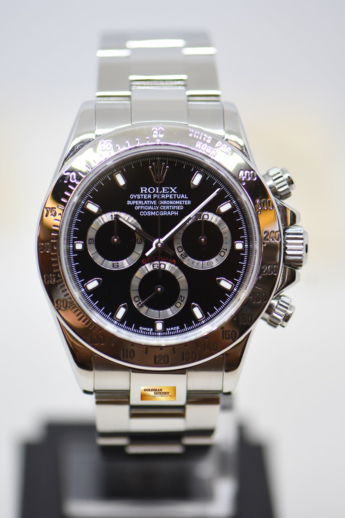 [SOLD] ROLEX OYSTER DAYTONA CHRONOGRAPH 40mm STEEL IN BRACELET BLACK DIAL 116520 (MINT)