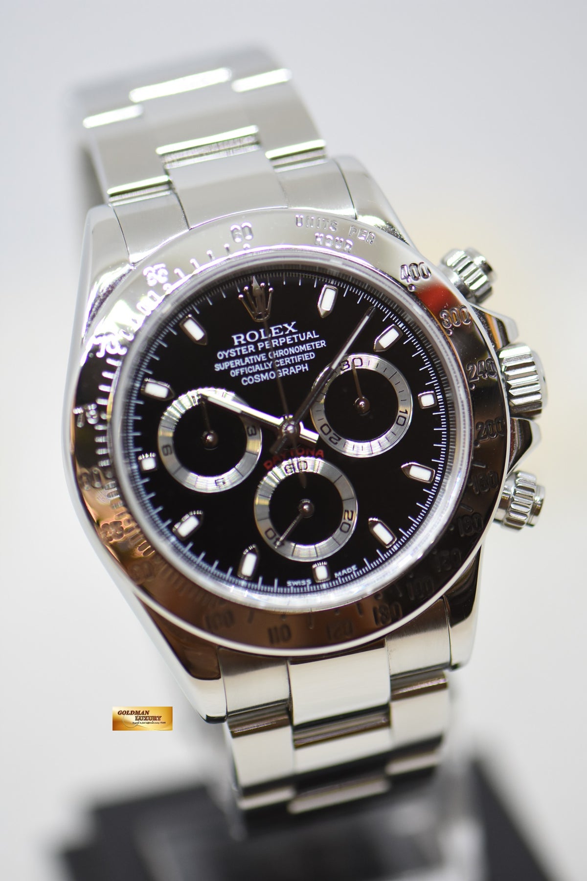 [SOLD] ROLEX OYSTER DAYTONA CHRONOGRAPH 40mm STEEL IN BRACELET BLACK DIAL 116520 (MINT)