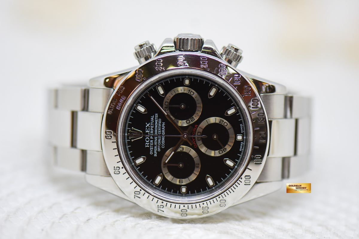 [SOLD] ROLEX OYSTER DAYTONA CHRONOGRAPH 40mm STEEL IN BRACELET BLACK DIAL 116520 (MINT)