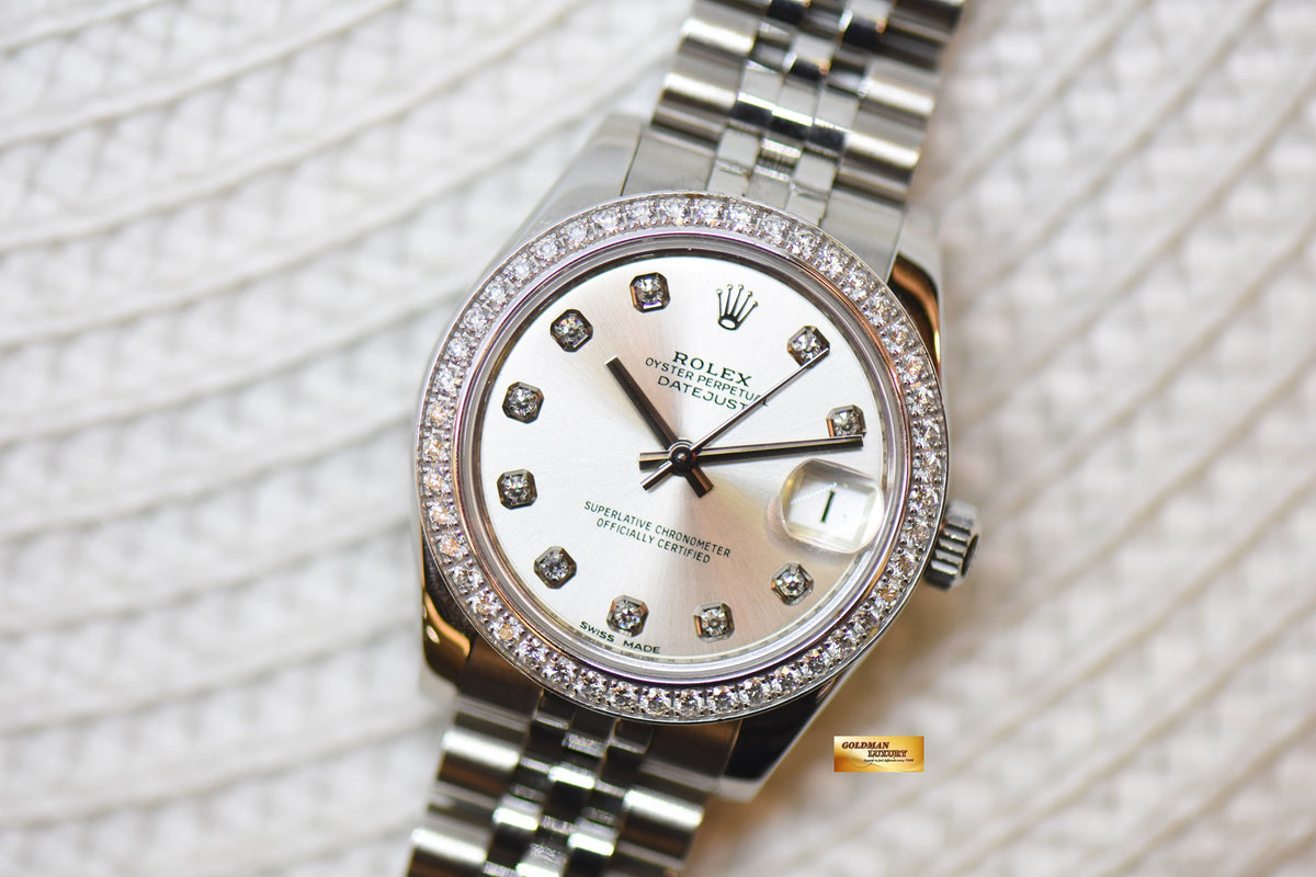 [SOLD] ROLEX OYSTER DATEJUST 31mm STEEL IN JUBILEE BRACELET SILVER DIAMOND DIAL & ORIGINAL DIAMOND BEZEL 178384 (LNIB)