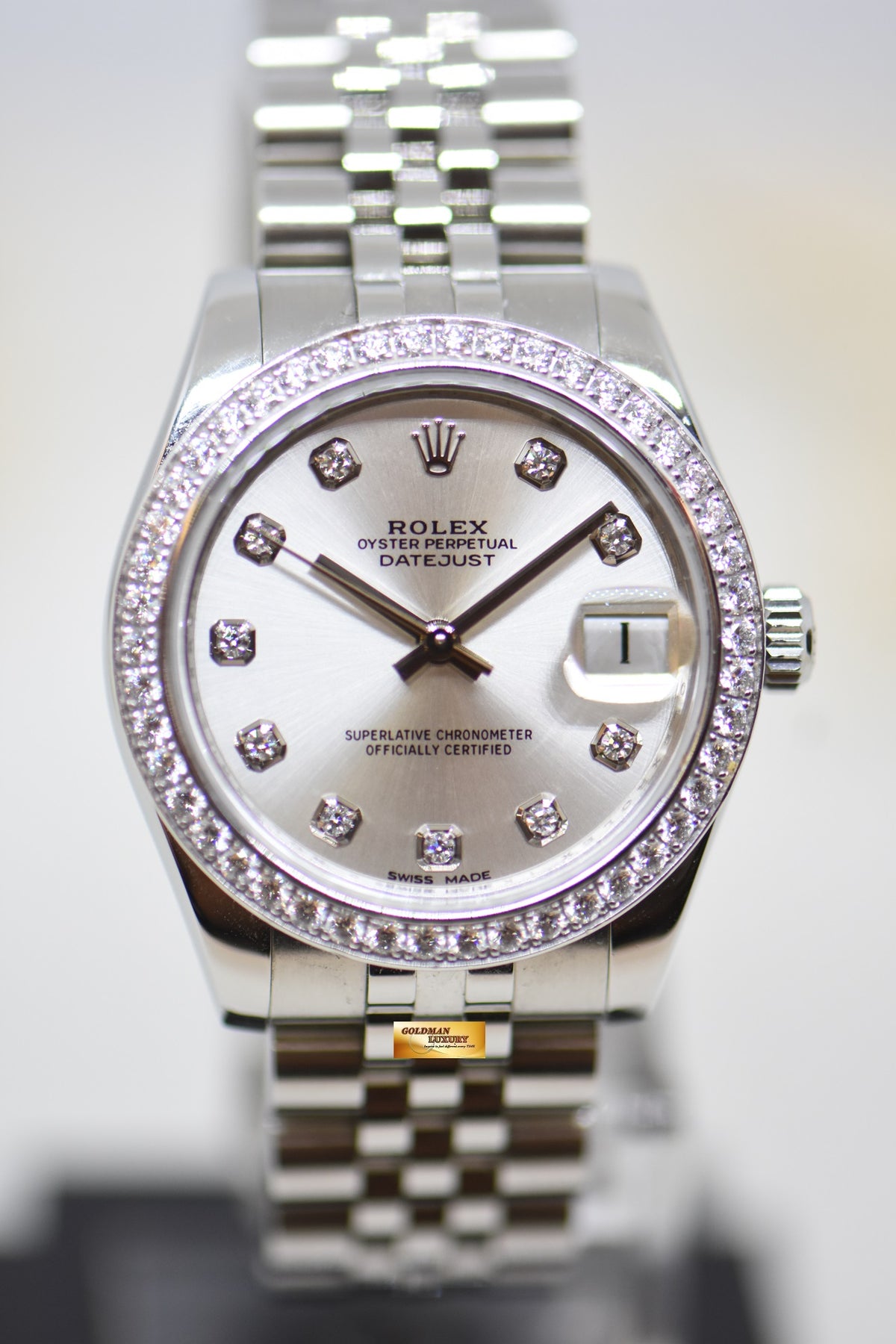 [SOLD] ROLEX OYSTER DATEJUST 31mm STEEL IN JUBILEE BRACELET SILVER DIAMOND DIAL & ORIGINAL DIAMOND BEZEL 178384 (LNIB)