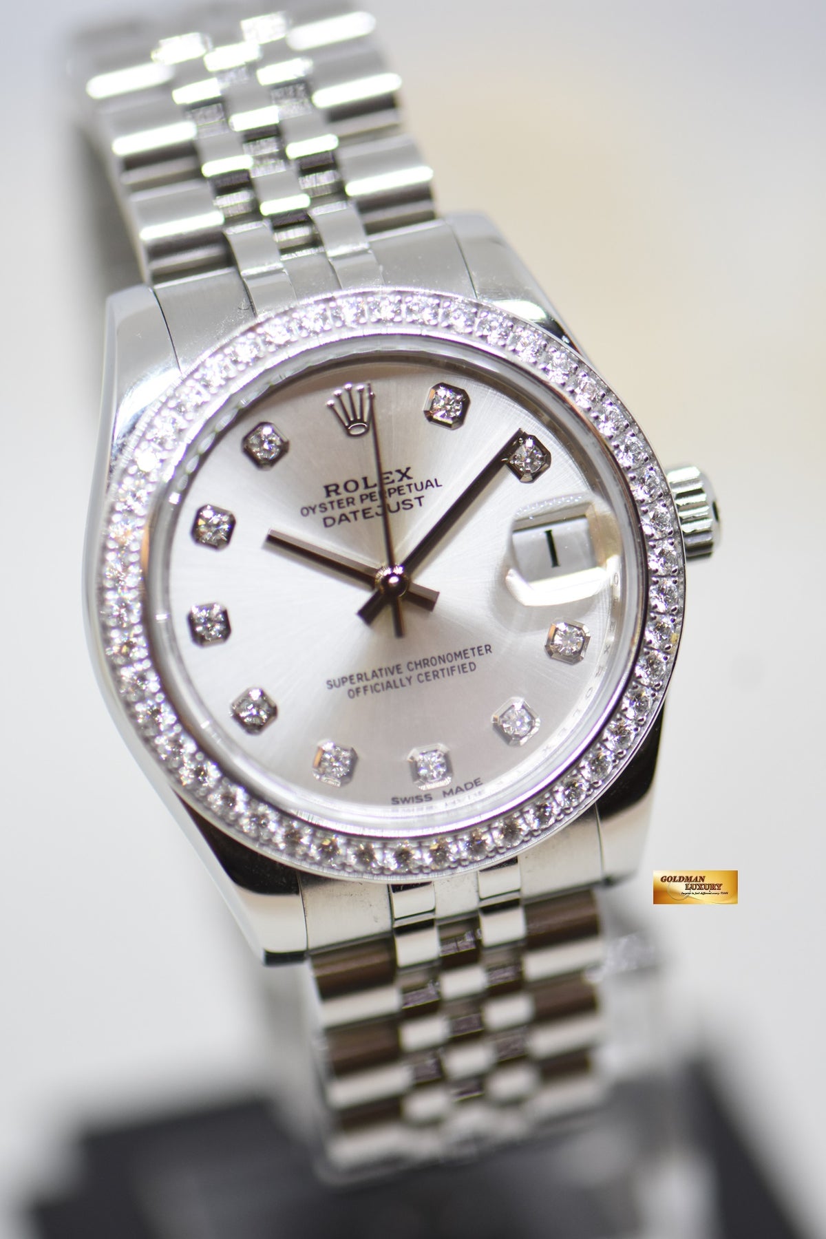 [SOLD] ROLEX OYSTER DATEJUST 31mm STEEL IN JUBILEE BRACELET SILVER DIAMOND DIAL & ORIGINAL DIAMOND BEZEL 178384 (LNIB)
