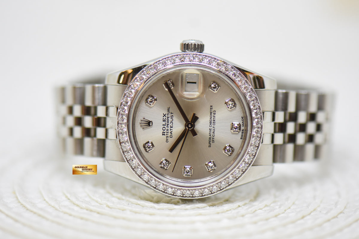 [SOLD] ROLEX OYSTER DATEJUST 31mm STEEL IN JUBILEE BRACELET SILVER DIAMOND DIAL & ORIGINAL DIAMOND BEZEL 178384 (LNIB)