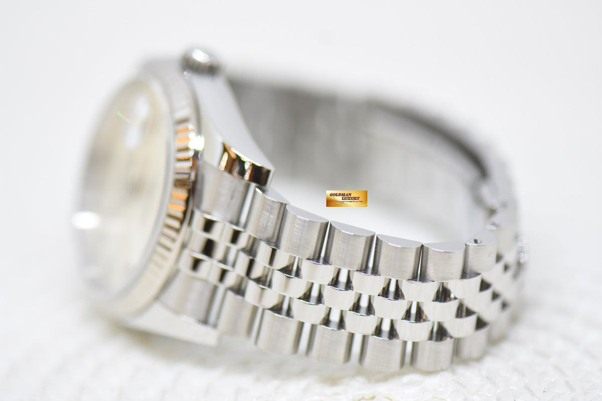 [SOLD] ROLEX OYSTER DATEJUST 36mm STEEL IN JUBILEE BRACELET SILVER DIAMOND DIAL 116234 (MINT)