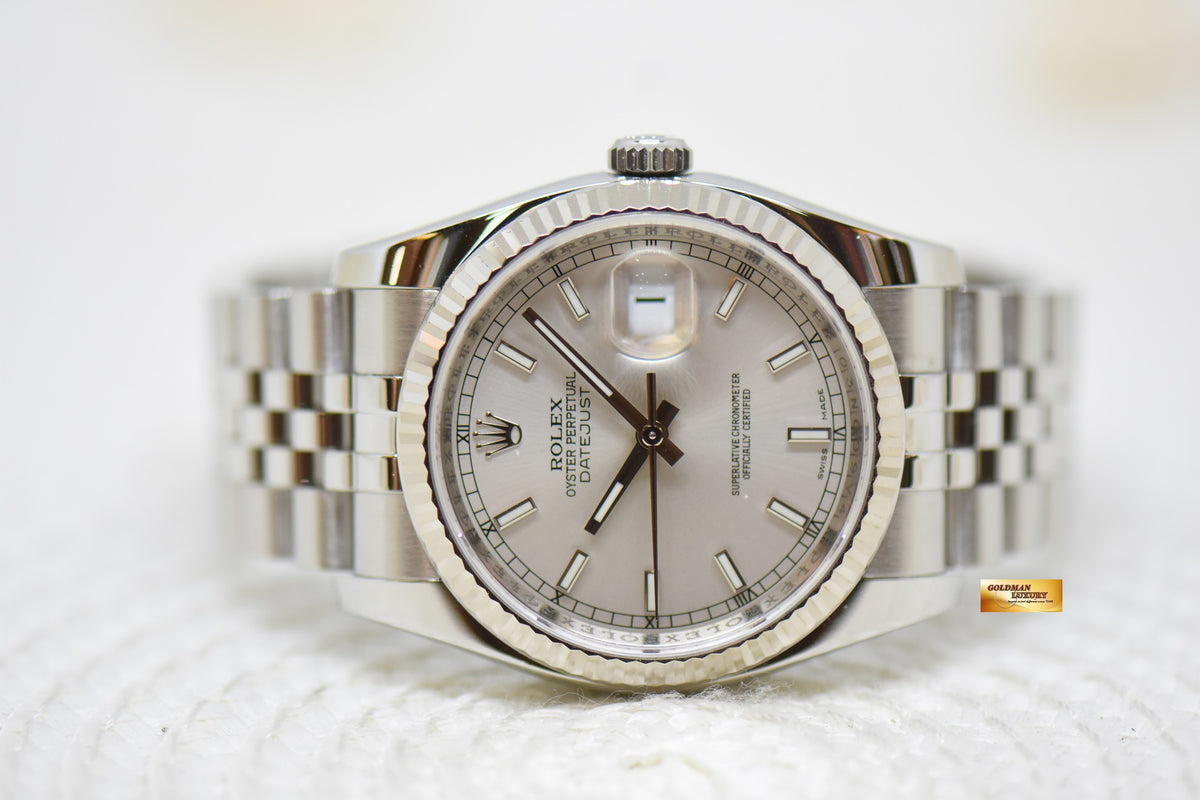 [SOLD] ROLEX OYSTER DATEJUST 36mm STEEL IN JUBILEE BRACELET SILVER DIAL 116234 (MINT)