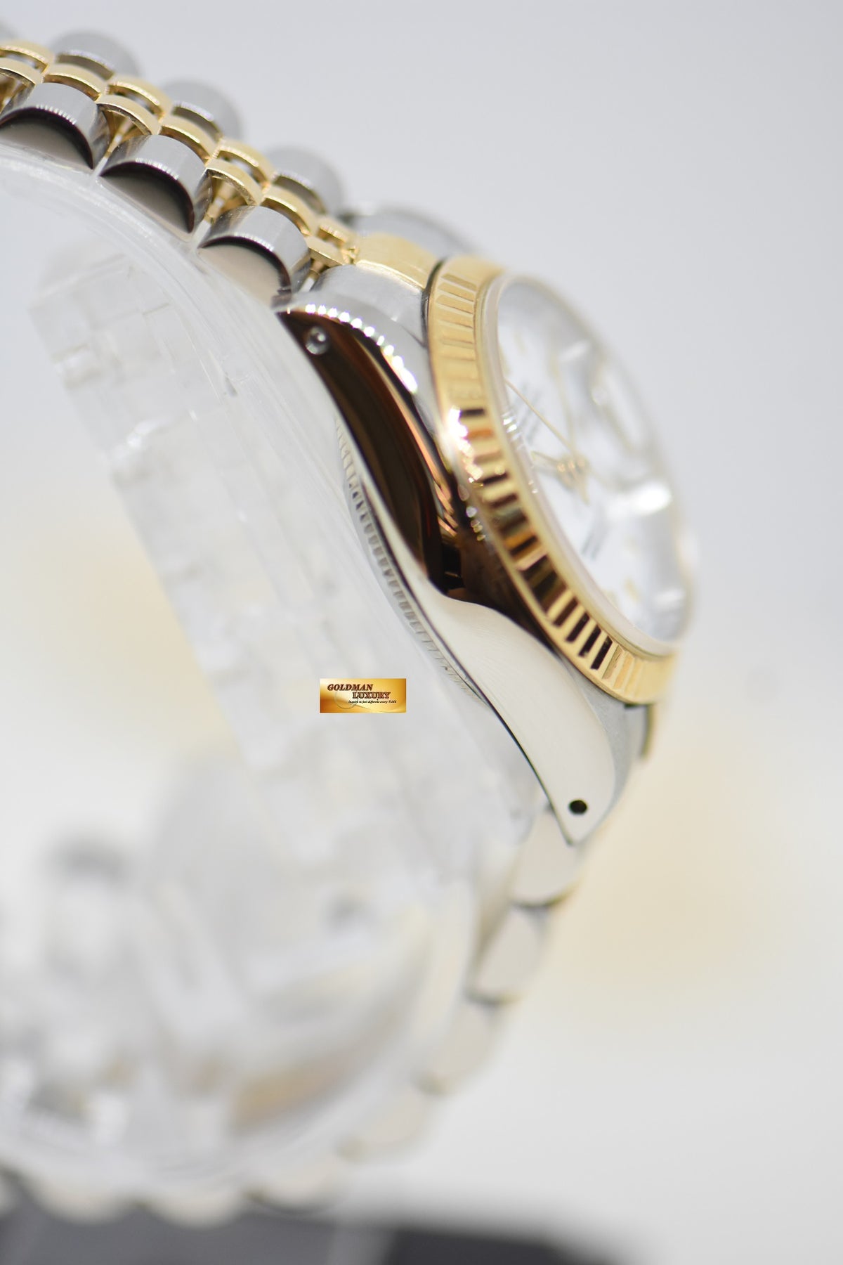 [SOLD] ROLEX OYSTER DATEJUST 26mm HALF-GOLD IN JUBILEE BRACELET WHITE ROMAN DIAL 69173 (MINT)