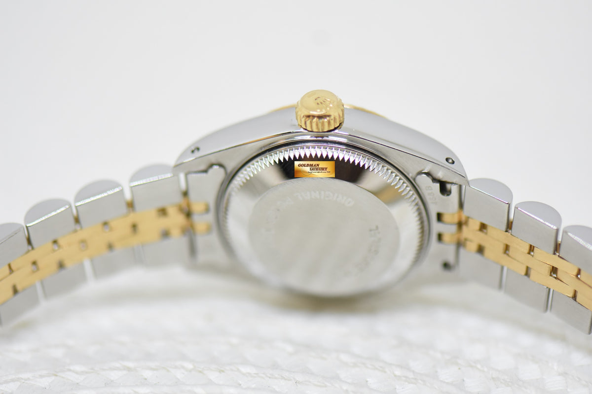 [SOLD] ROLEX OYSTER DATEJUST 26mm HALF-GOLD IN JUBILEE BRACELET WHITE ROMAN DIAL 69173 (MINT)