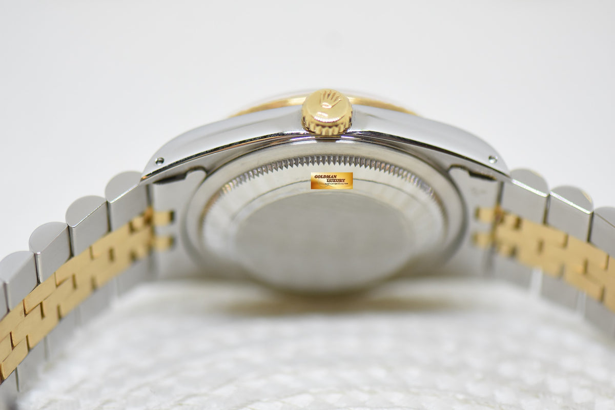 [SOLD] ROLEX OYSTER DATEJUST 36mm HALF-GOLD IN JUBILEE BRACELET GOLD LINEN DIAL 16233 (MINT)