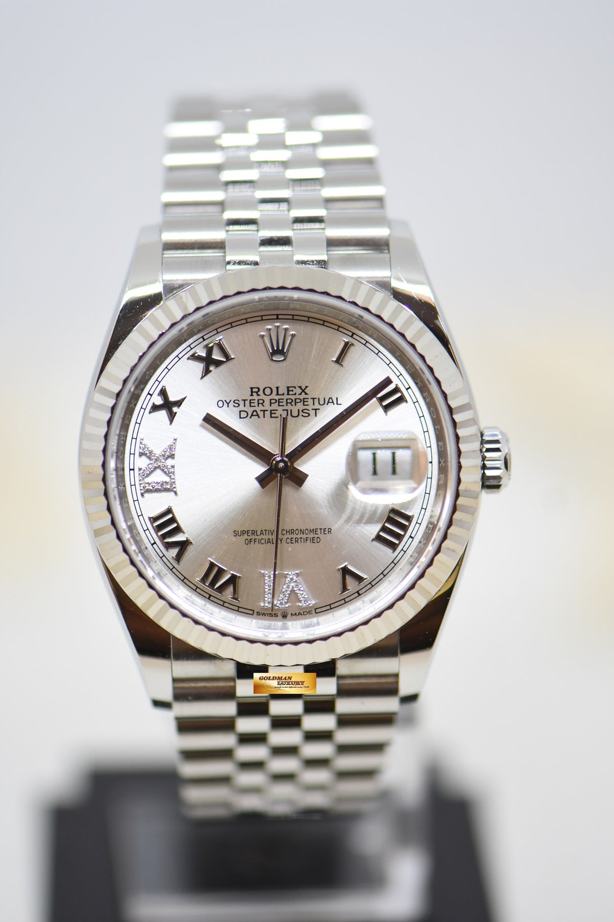 [SOLD] ROLEX OYSTER DATEJUST 36mm STEEL JUBILEE IN BRACELET SILVER ROMAN VIIX DIAMOND DIAL 126234 (NEW-UNWORN)