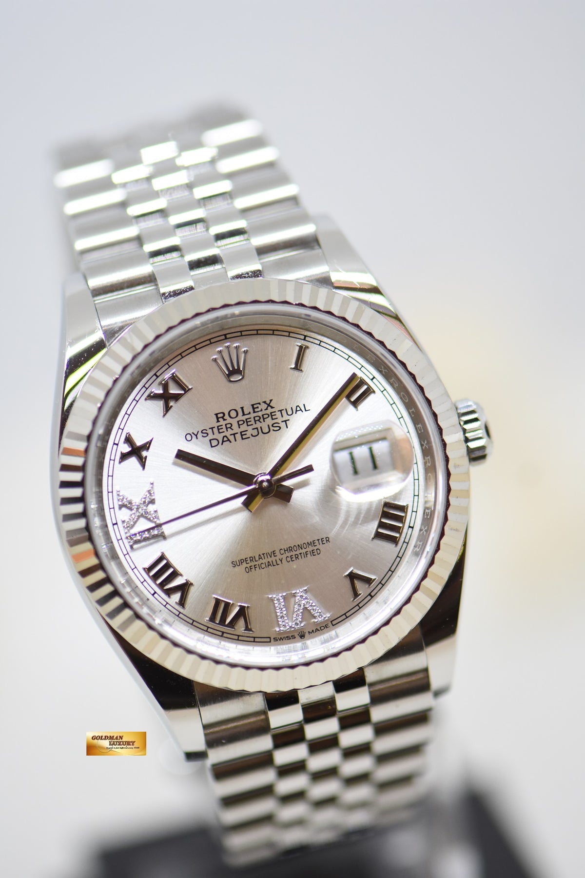 [SOLD] ROLEX OYSTER DATEJUST 36mm STEEL JUBILEE IN BRACELET SILVER ROMAN VIIX DIAMOND DIAL 126234 (NEW-UNWORN)