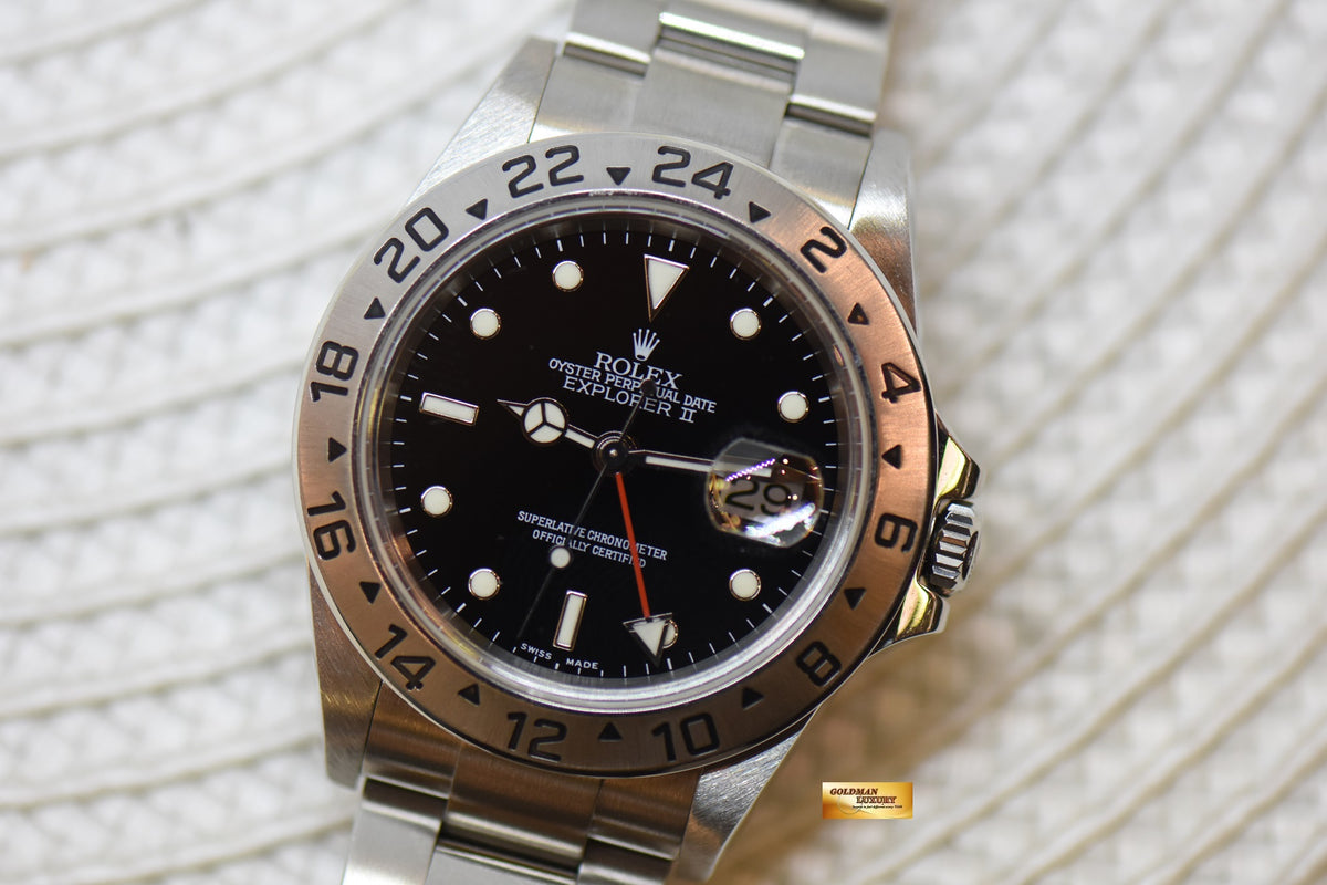 [SOLD] ROLEX OYSTER EXPLORER II 40mm STEEL BLACK DIAL CALIBRE 3185 16570 (NO PINHOLE-SEL) (MINT)