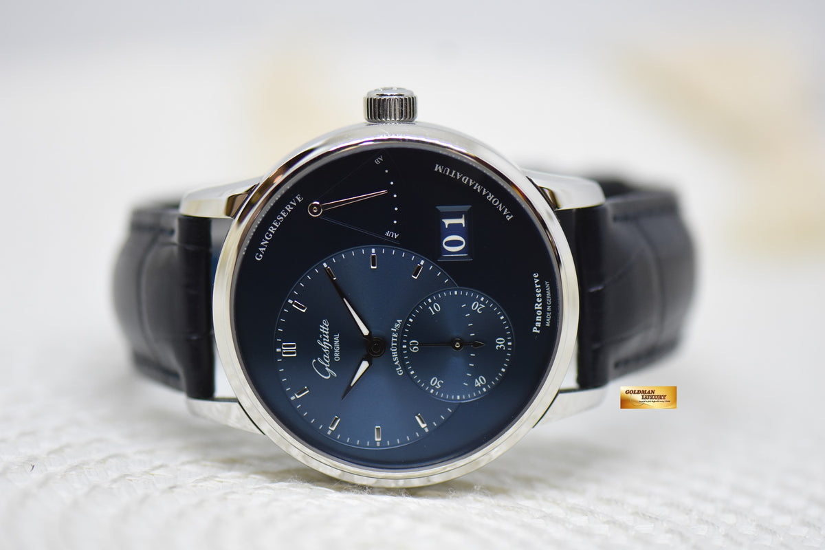 [SOLD] GLASHUTTE ORIGINAL PANORESERVE BIG DATE STEEL BLUE 40mm MANUAL WINDING (LNIB)