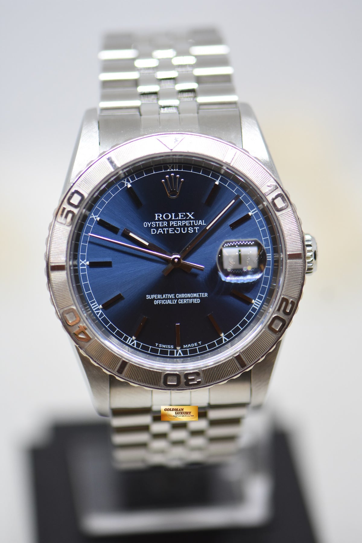 [SOLD] ROLEX OYSTER DATEJUST “THUNDERBIRD” 36mm STEEL IN JUBILEE BRACELET BLUE DIAL 16264 (MINT)