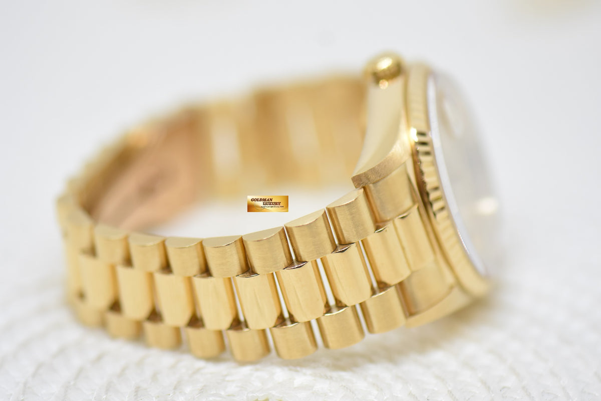 [SOLD] ROLEX OYSTER DAY-DATE 36mm YELLOW GOLD IN PRESIDENT BRACELET GOLD DIAL (DOUBLE QUICK-SET DATE) 18238 (MINT)