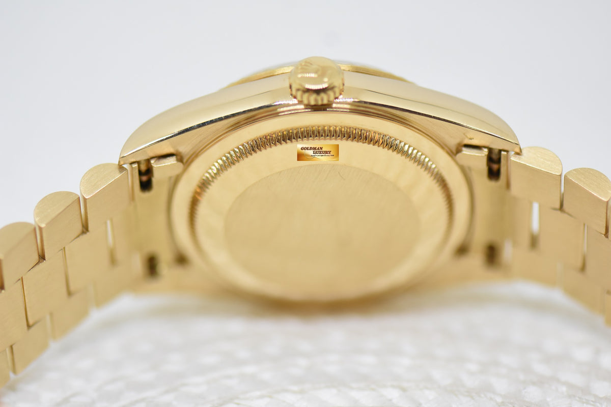 [SOLD] ROLEX OYSTER DAY-DATE 36mm YELLOW GOLD IN PRESIDENT BRACELET GOLD DIAL (DOUBLE QUICK-SET DATE) 18238 (MINT)