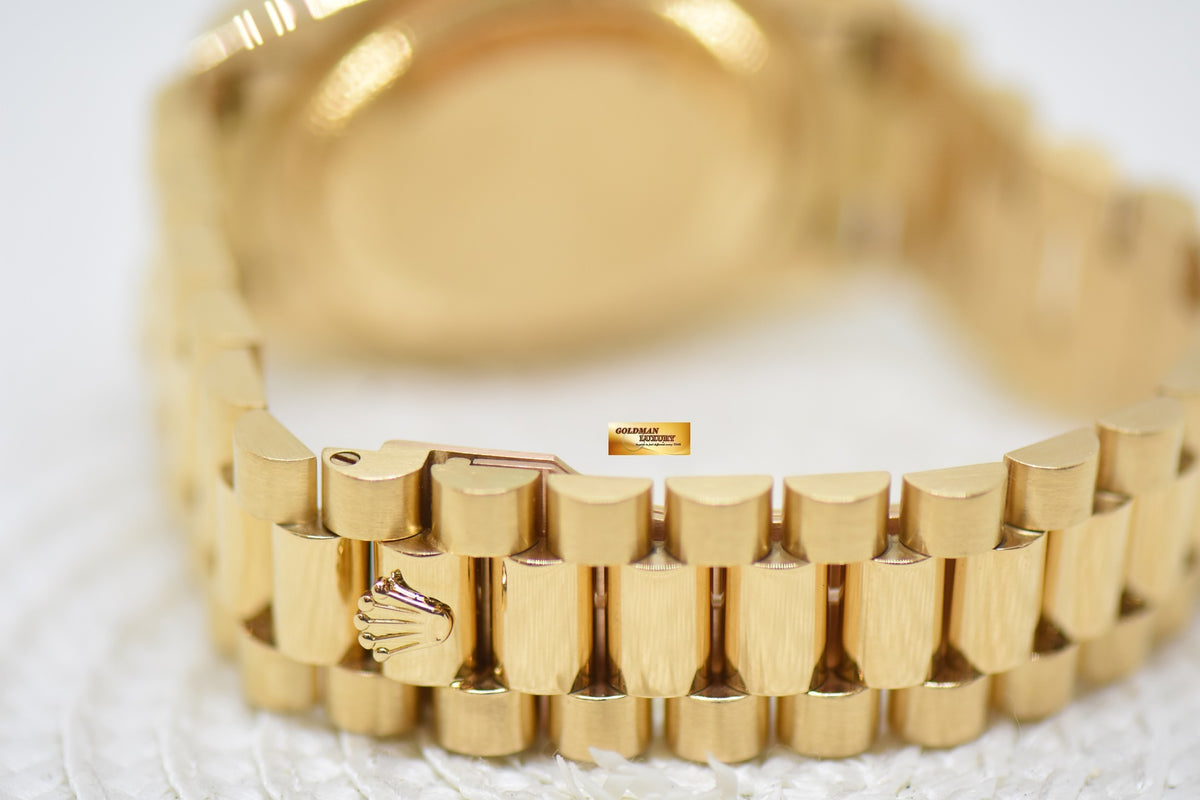 [SOLD] ROLEX OYSTER DAY-DATE 36mm YELLOW GOLD IN PRESIDENT BRACELET GOLD DIAL (DOUBLE QUICK-SET DATE) 18238 (MINT)