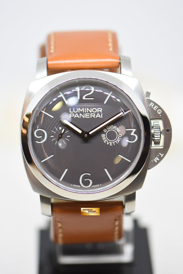 PANERAI LUMINOR 1950 47mm 8 DAYS STEEL IN LEATHER STRAP ANGELUS SF MANUAL PAM 203 (MINT)