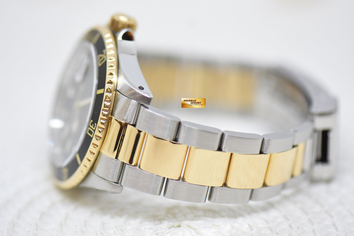 [SOLD] ROLEX OYSTER SUBMARINER 40mm HALF-GOLD IN OYSTER BRACELET BLACK TRITIUM DIAL 16613 (MINT)