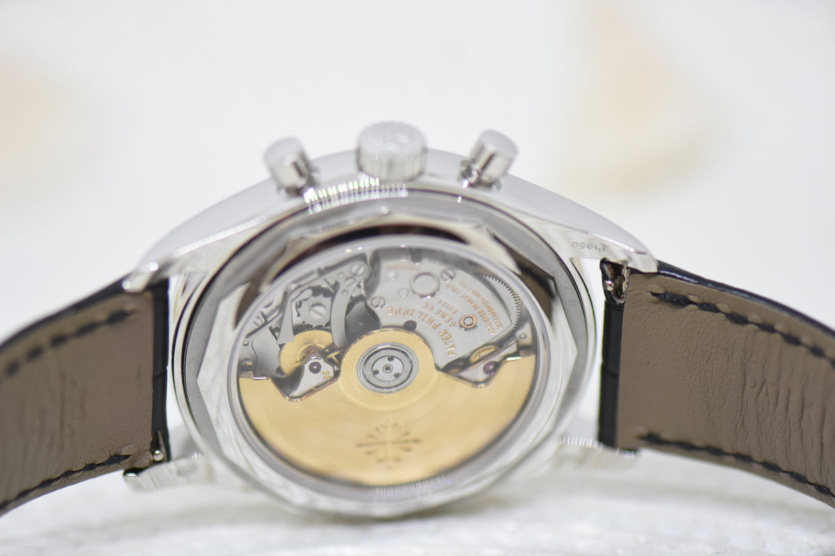 [SOLD] PATEK PHILIPPE ANNUAL CALENDAR FLYBACK CHRONOGRAPH 40.5mm PLATINUM IN LEATHER STRAP DARK GREY DIAL 5960P (MINT)