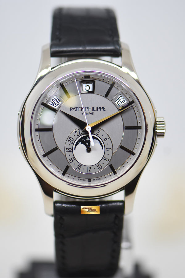 PATEK PHILIPPE ANNUAL CALENDAR 40mm MOONPHASE WHITE GOLD IN GREY DIAL AUTOMATIC 5205G (MINT)
